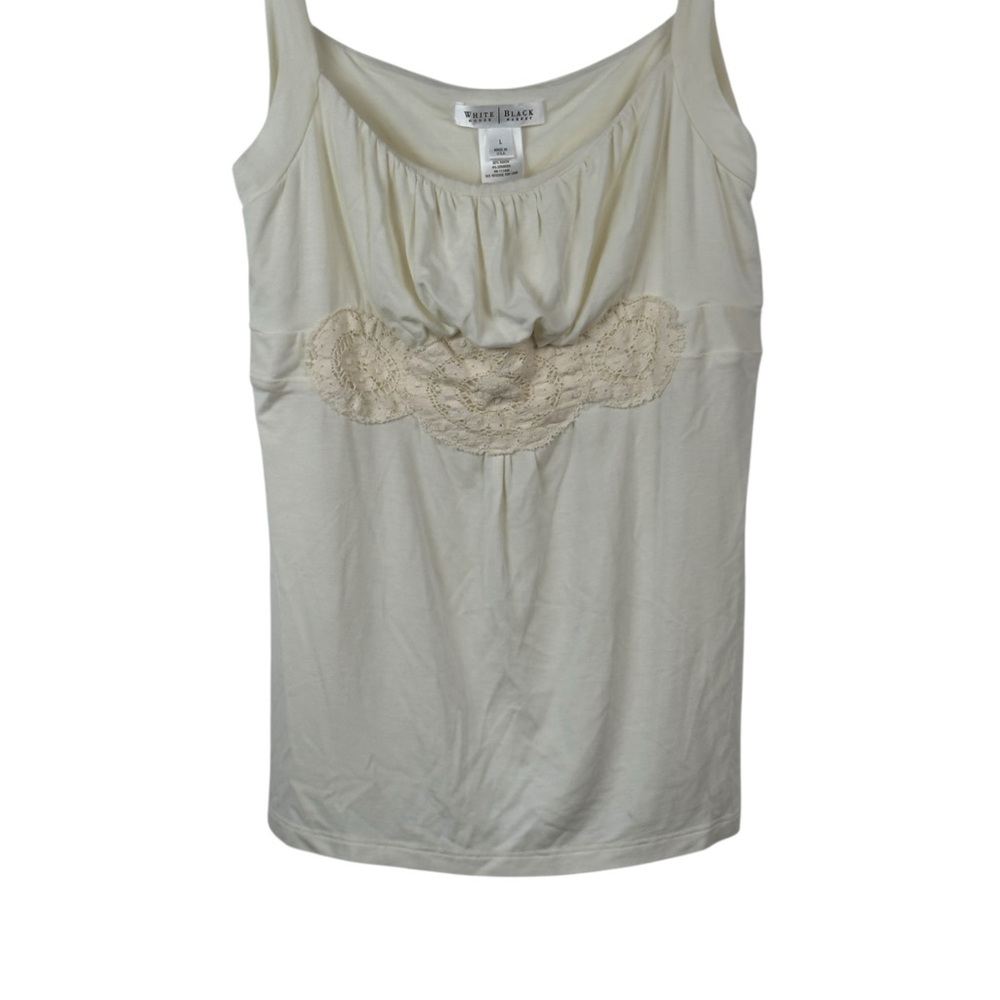 White House Black Market Cream Gathered Top Sz L